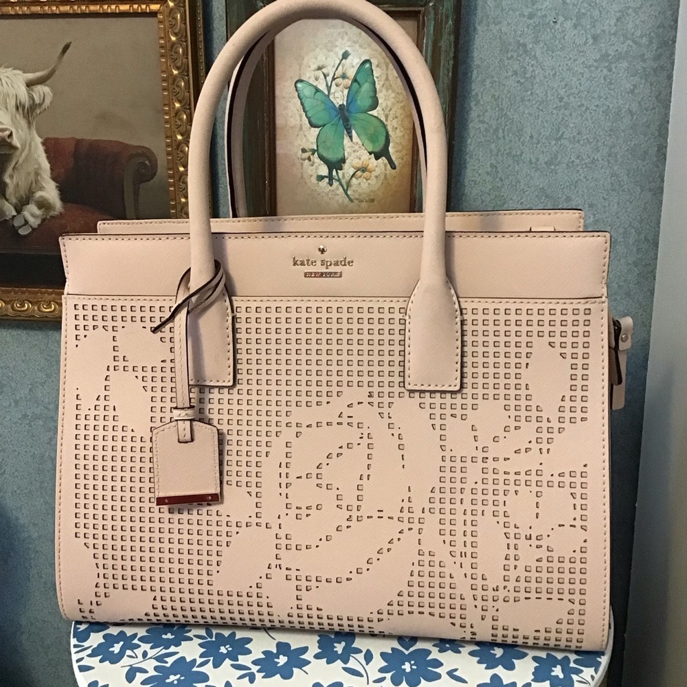 Kate spade perforated leather Candace floral satchel